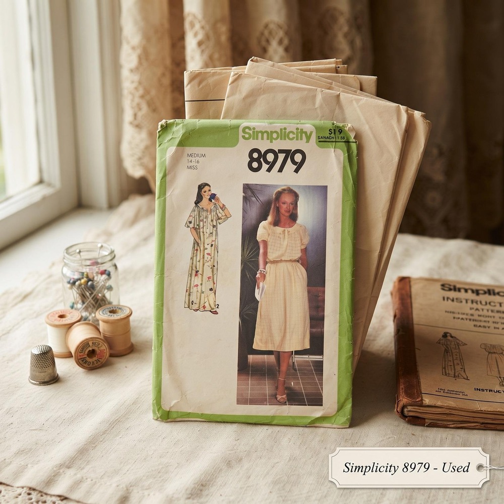 Vintage 1979 Simplicity 8979 Misses Pullover Dress Sewing Pattern Medium 14-16